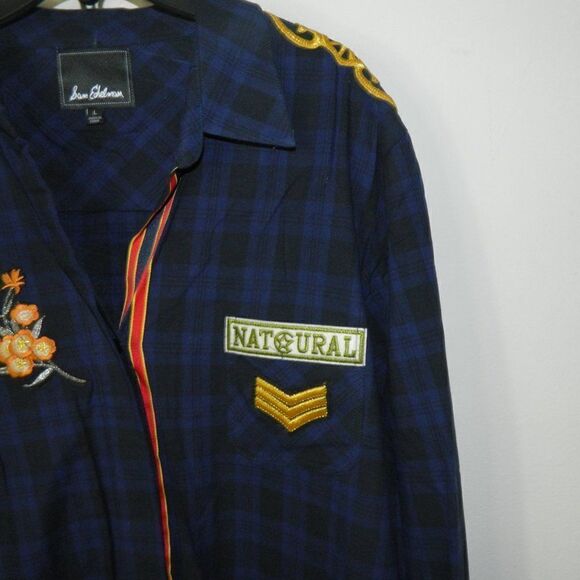 Sam Edelman Shirt Plaid Patch Embellished Plaid Sacket - Picture 8 of 12